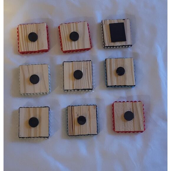 Lot Of 9 Christmas Wooden MAGNETS Santa Snowman Cat Sleigh Kitchen Xmas Gift - Picture 5 of 10